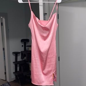 pink silk dress